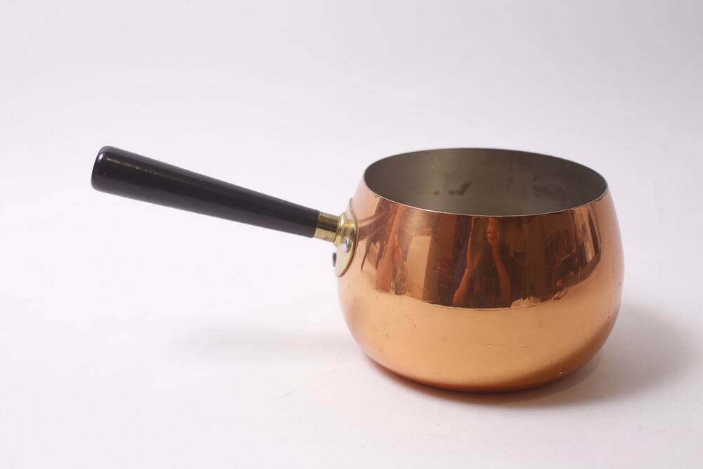 Vintage Copper Saucepan with Black Wooden Handle Rustic Kitchen ~ 260206-WH 956